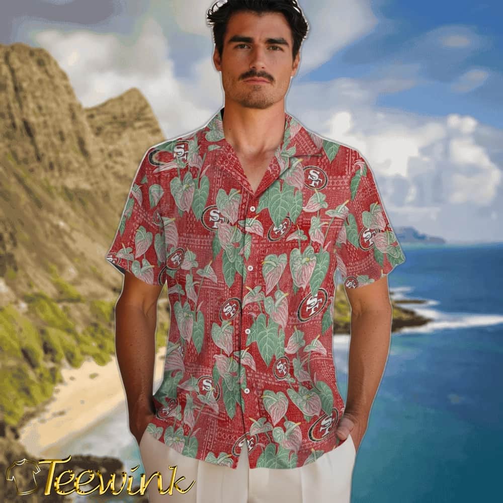 San Francisco 49ers Hawaiian Shirt – Anthurium Overlay image 2 San Francisco 49ers Hawaiian Shirt – Anthurium Overlay image 2