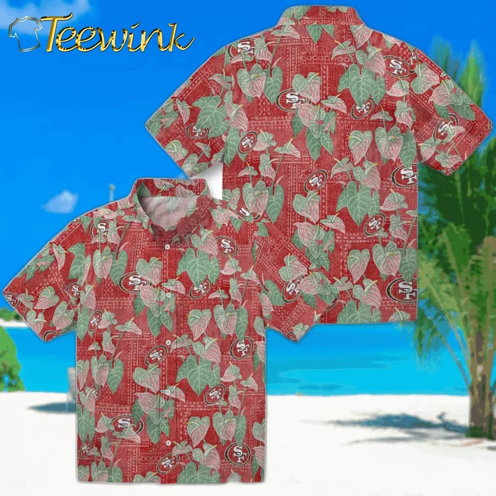 San Francisco 49ers Hawaiian Shirt – Anthurium Overlay image 3 San Francisco 49ers Hawaiian Shirt – Anthurium Overlay image 3