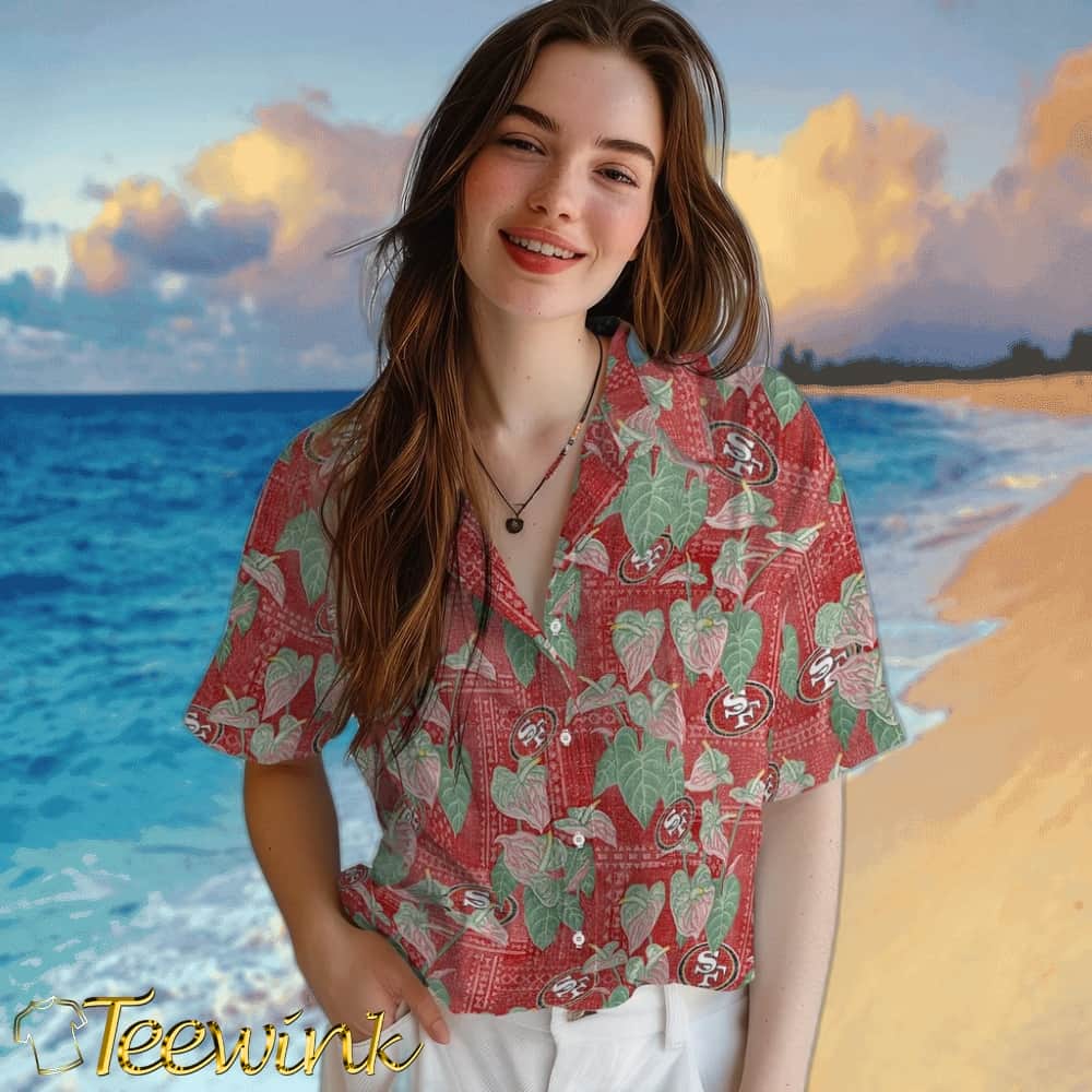 San Francisco 49ers Hawaiian Shirt – Anthurium Overlay image 4 San Francisco 49ers Hawaiian Shirt – Anthurium Overlay image 4