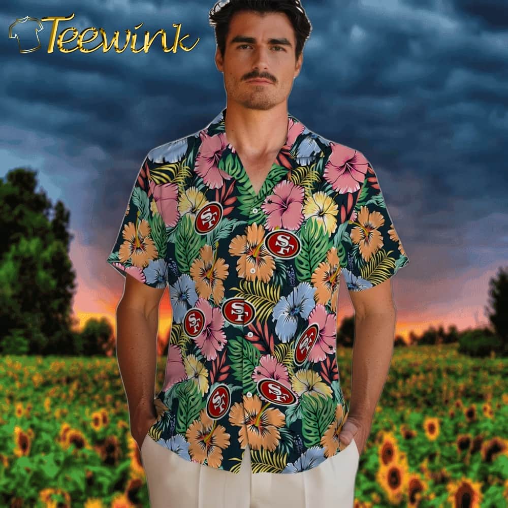 San Francisco 49ers Hawaiian Shirt – Brilliant Hibiscus Garden image 2 San Francisco 49ers Hawaiian Shirt – Brilliant Hibiscus Garden image 2