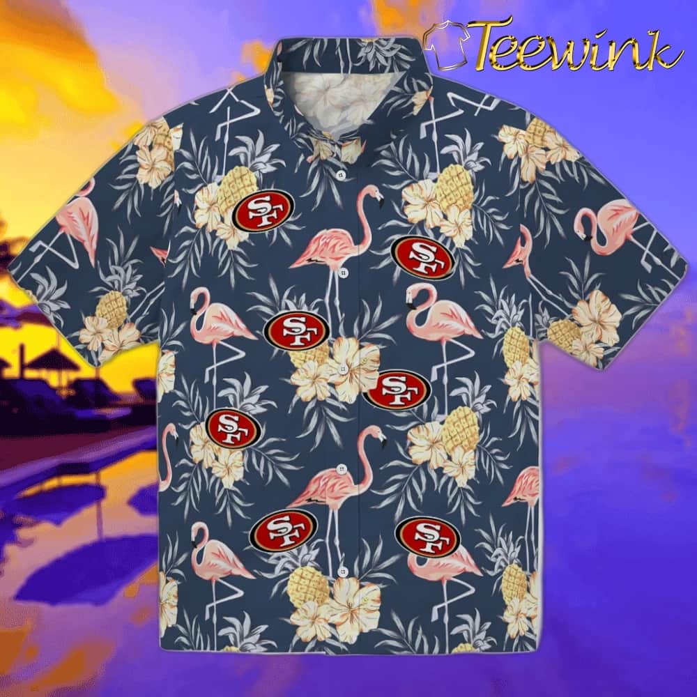 San Francisco 49ers Hawaiian Shirt – Flamingo Hibiscus