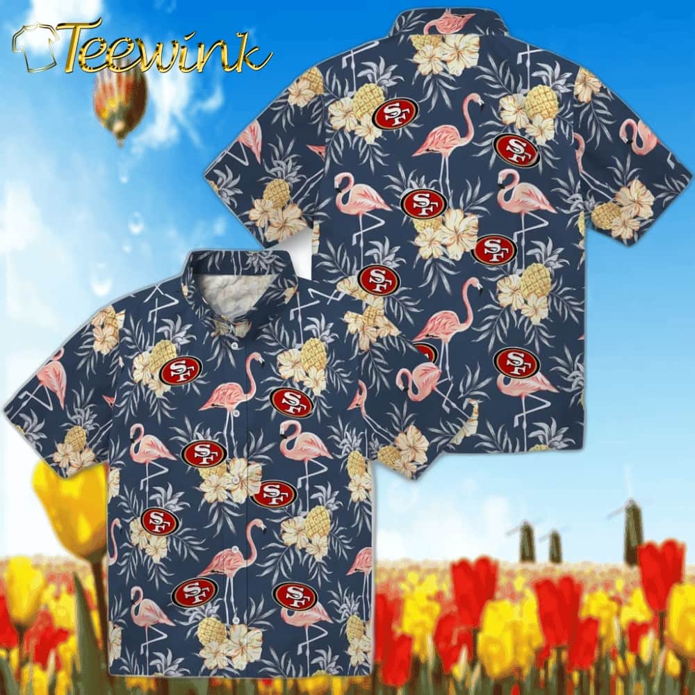 San Francisco 49ers Hawaiian Shirt – Flamingo Hibiscus image 3 San Francisco 49ers Hawaiian Shirt – Flamingo Hibiscus image 3