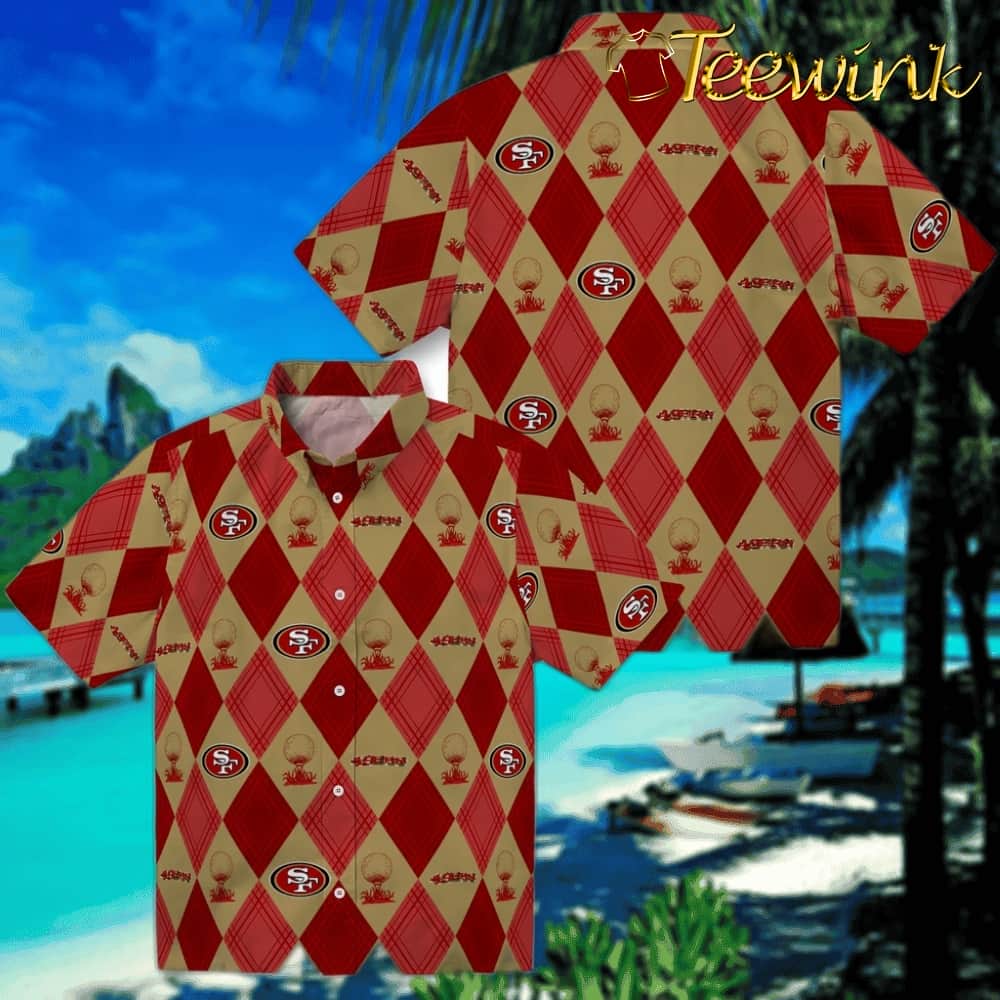 San Francisco 49ers Hawaiian Shirt – Golfing Plaid image 3 San Francisco 49ers Hawaiian Shirt – Golfing Plaid image 3