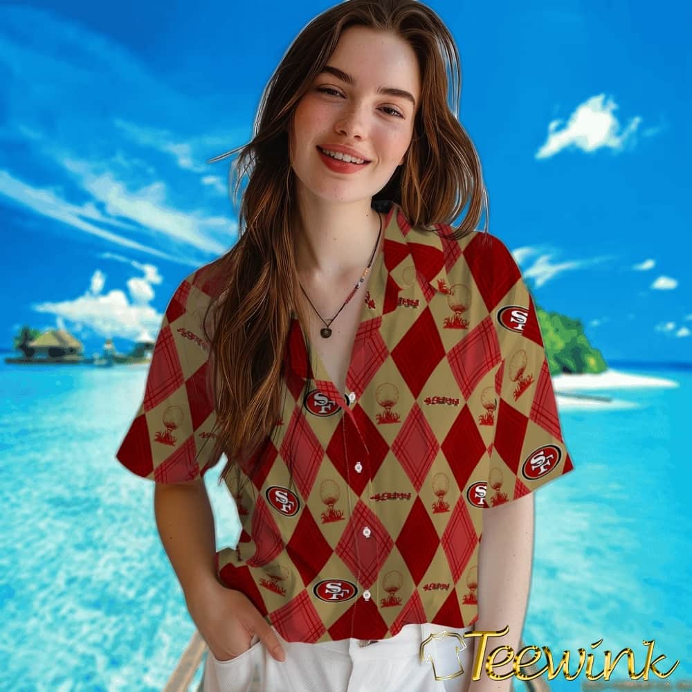 San Francisco 49ers Hawaiian Shirt – Golfing Plaid image 4 San Francisco 49ers Hawaiian Shirt – Golfing Plaid image 4