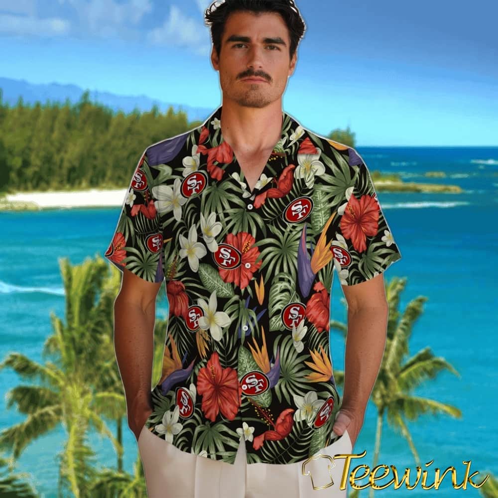 San Francisco 49ers Hawaiian Shirt – Hawaii Floral Hibiscus image 2 San Francisco 49ers Hawaiian Shirt – Hawaii Floral Hibiscus image 2