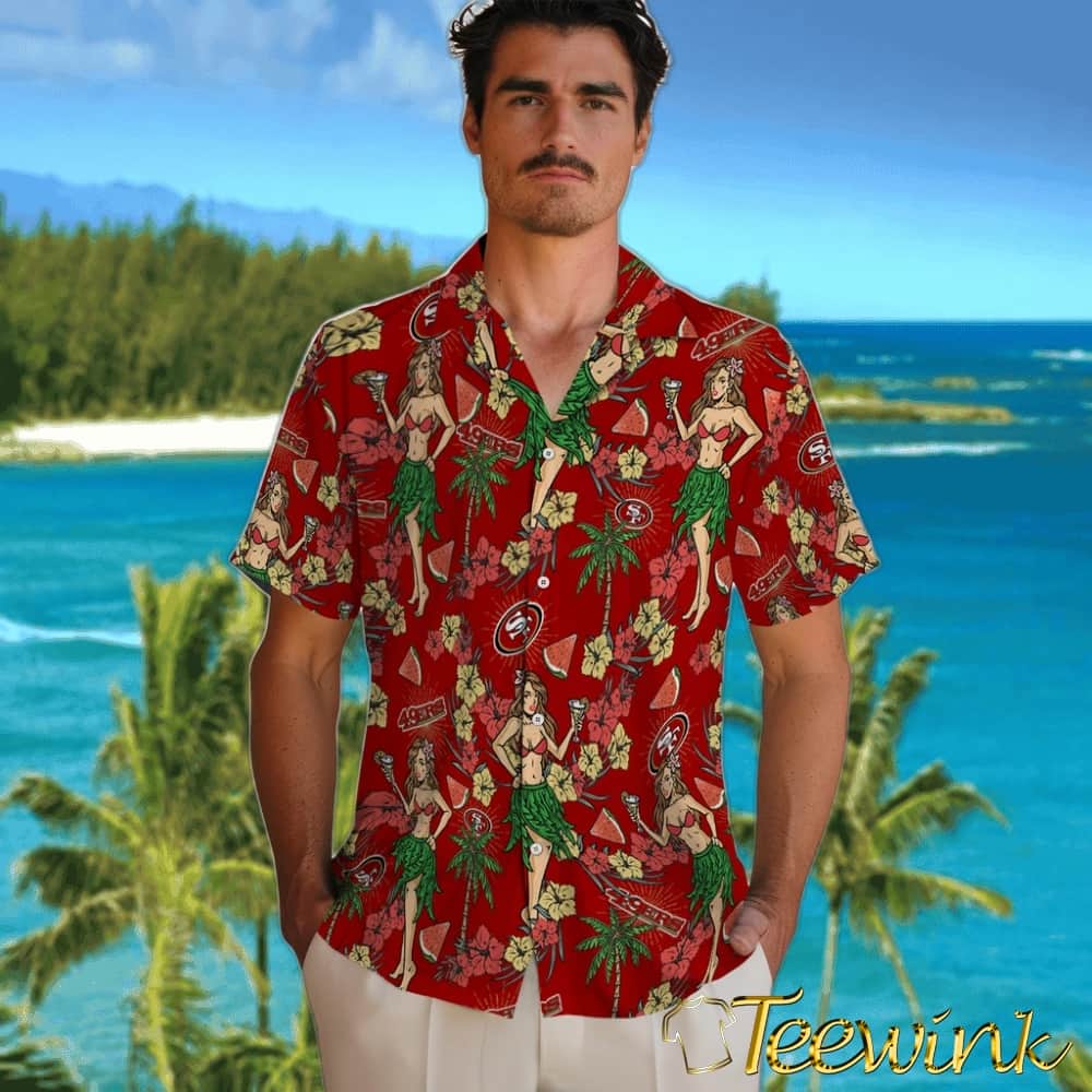 San Francisco 49ers Hawaiian Shirt – Hawaiian Girls Design image 2 San Francisco 49ers Hawaiian Shirt – Hawaiian Girls Design image 2