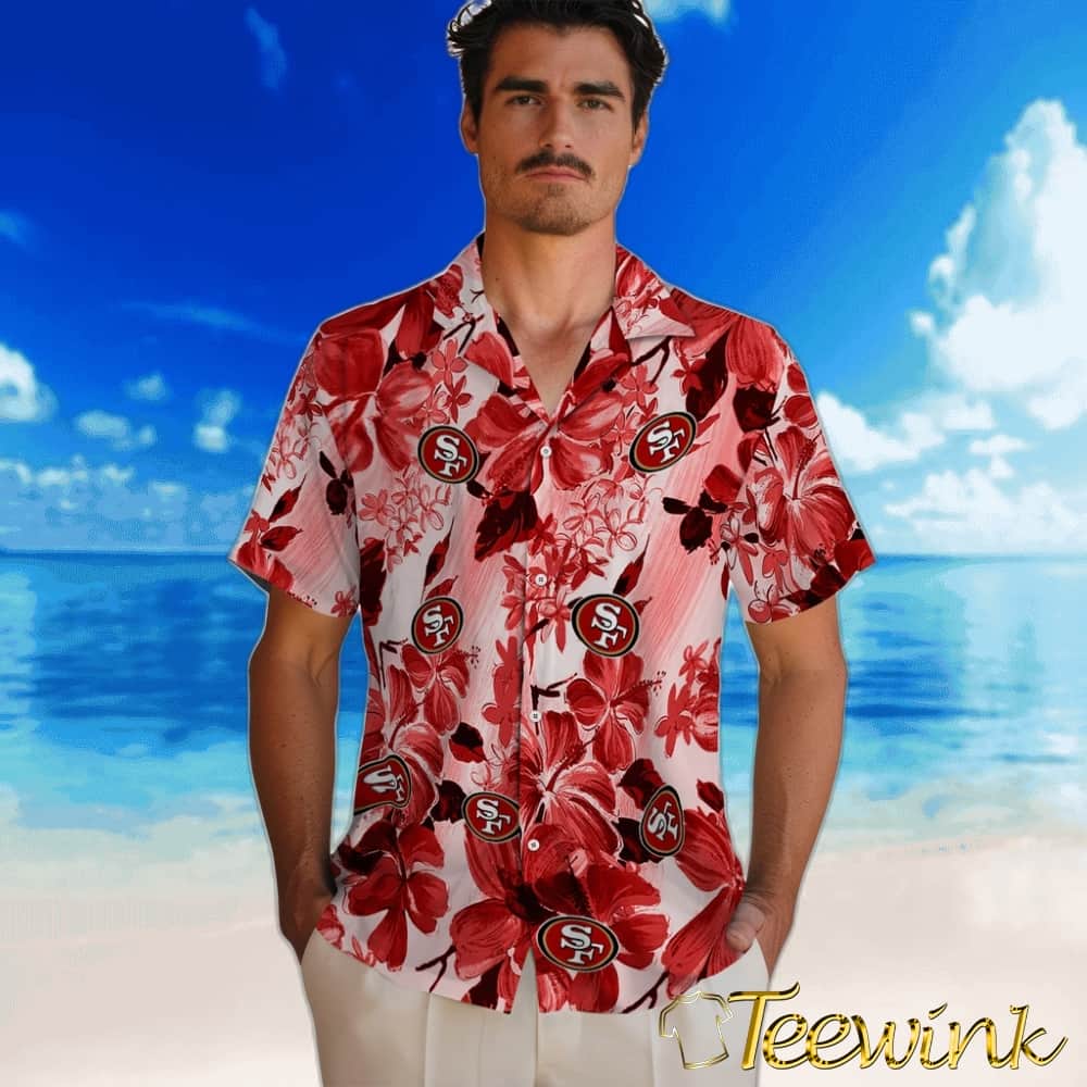 San Francisco 49ers Hawaiian Shirt – Hibiscus Arrangement image 2 San Francisco 49ers Hawaiian Shirt – Hibiscus Arrangement image 2