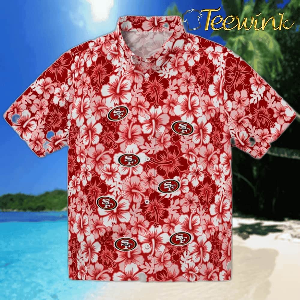 San Francisco 49ers Hawaiian Shirt – Hibiscus Cluster