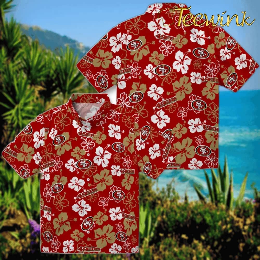 San Francisco 49ers Hawaiian Shirt – Hibiscus Flower Design image 3 San Francisco 49ers Hawaiian Shirt – Hibiscus Flower Design image 3