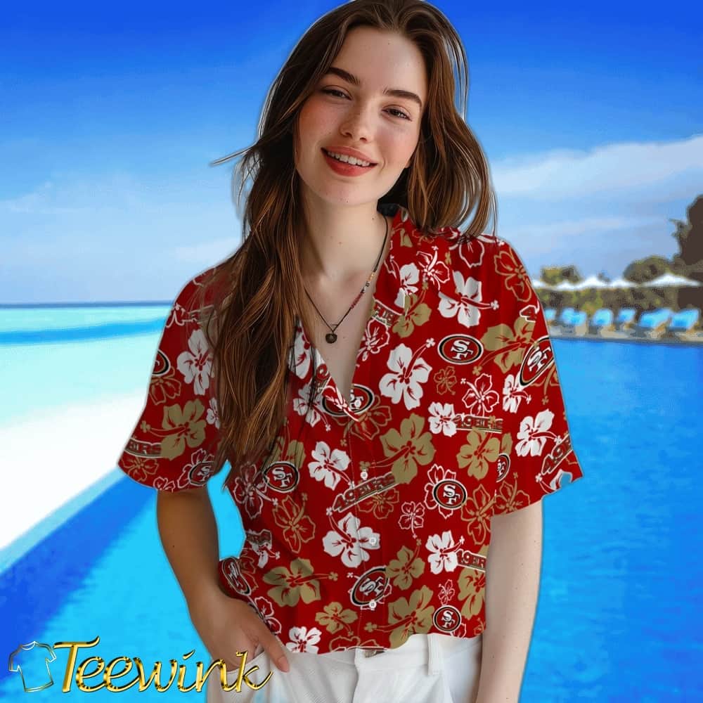 San Francisco 49ers Hawaiian Shirt – Hibiscus Flower Design image 4 San Francisco 49ers Hawaiian Shirt – Hibiscus Flower Design image 4