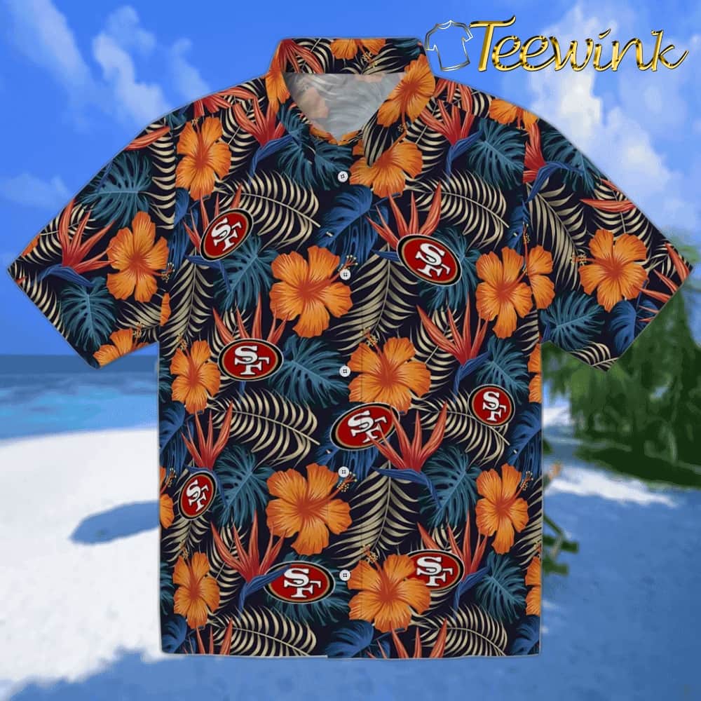 San Francisco 49ers Hawaiian Shirt – Hibiscus Leaves Pattern San Francisco 49ers Hawaiian Shirt – Hibiscus Leaves Pattern