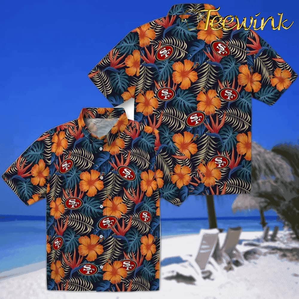 San Francisco 49ers Hawaiian Shirt – Hibiscus Foliage image 3 San Francisco 49ers Hawaiian Shirt – Hibiscus Foliage image 3