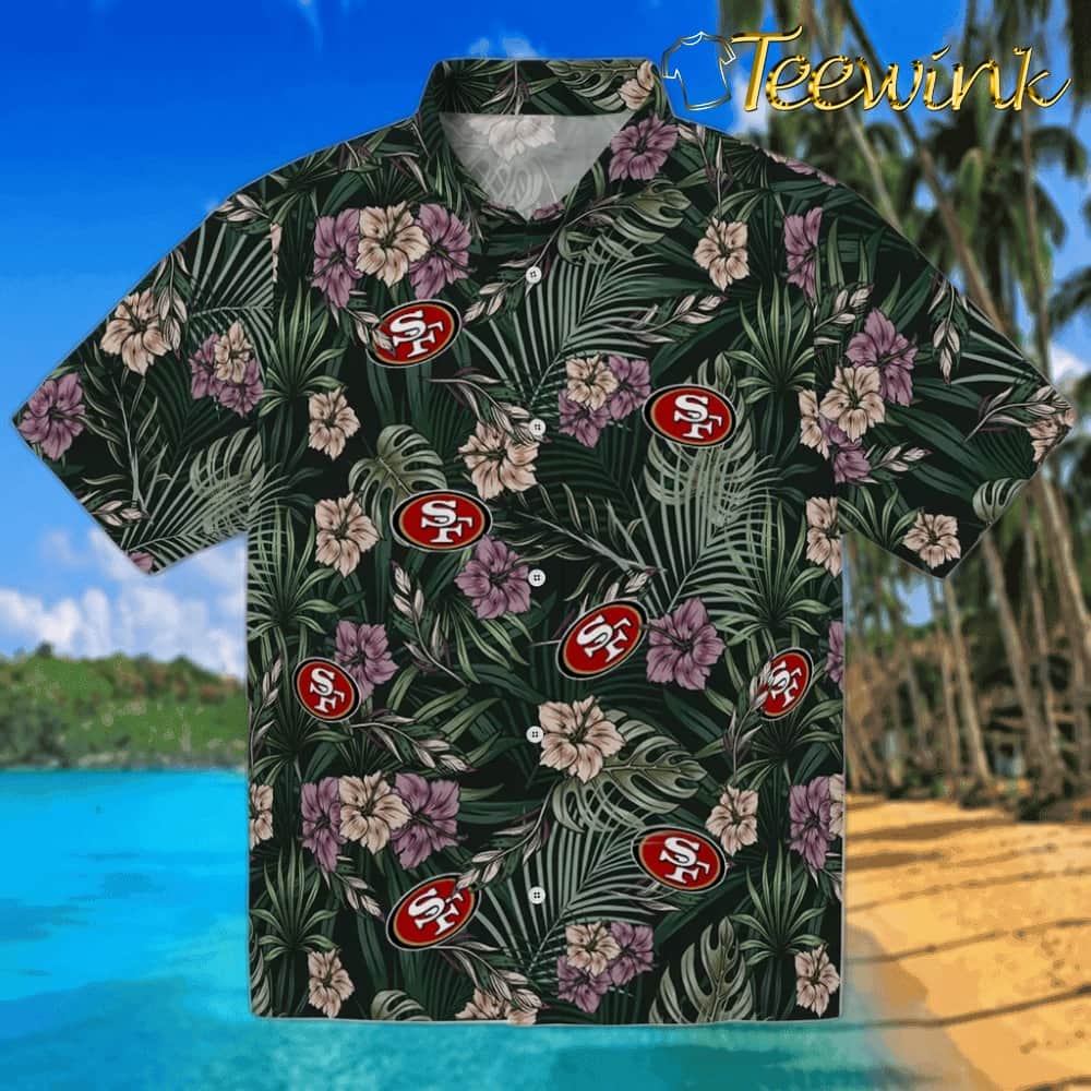 San Francisco 49ers Hawaiian Shirt – Hibiscus Leaves Pattern