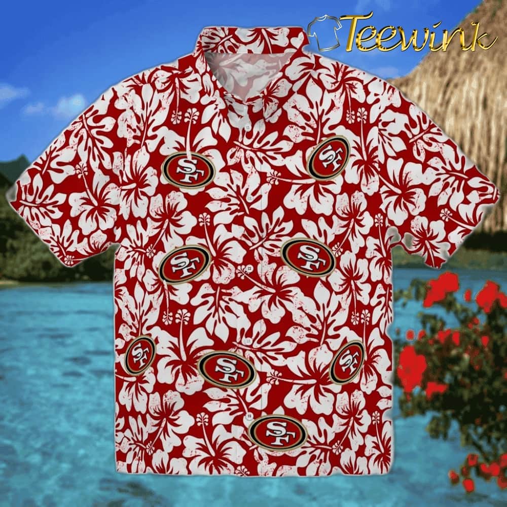 San Francisco 49ers Hawaiian Shirt – Hibiscus Motif