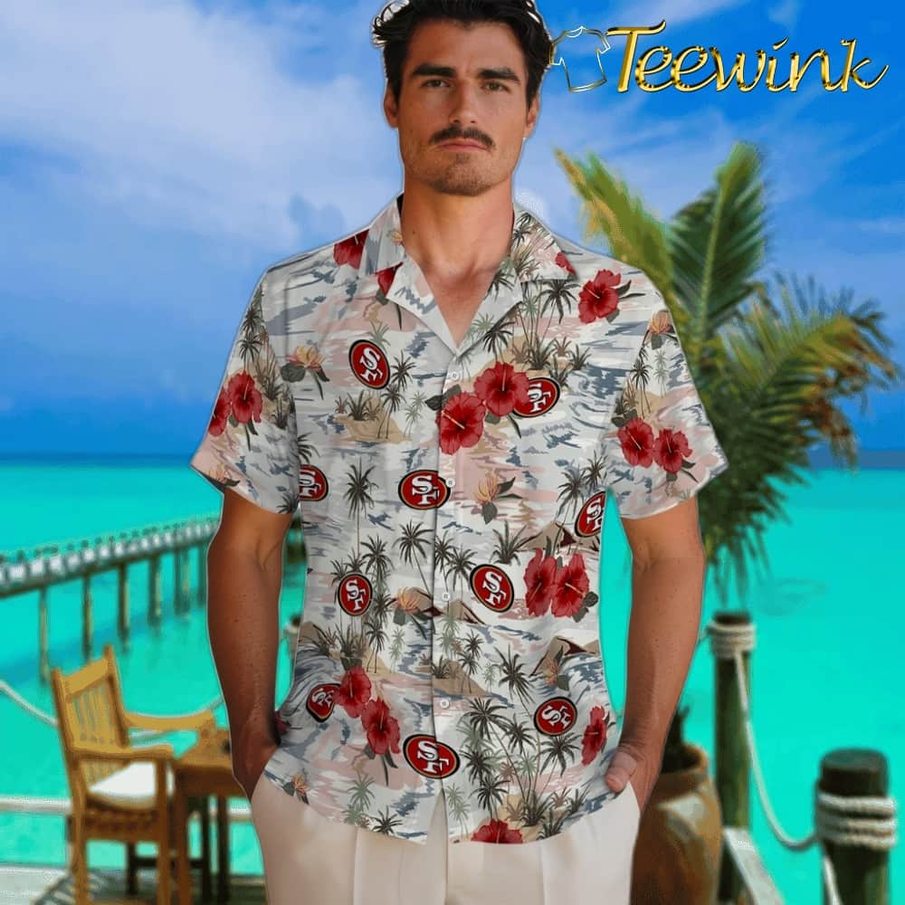 San Francisco 49ers Hawaiian Shirt – Hibiscus Seaside image 2 San Francisco 49ers Hawaiian Shirt – Hibiscus Seaside image 2