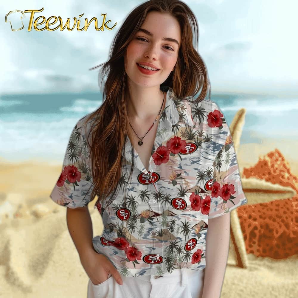 San Francisco 49ers Hawaiian Shirt – Hibiscus Seaside image 4 San Francisco 49ers Hawaiian Shirt – Hibiscus Seaside image 4