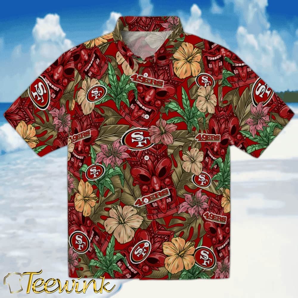 San Francisco 49ers Hawaiian Shirt – Hibiscus Tiki Jungle
