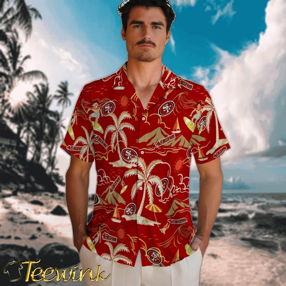 San Francisco 49ers Hawaiian Shirt – Palm Tree Island image 2 San Francisco 49ers Hawaiian Shirt – Palm Tree Island image 2