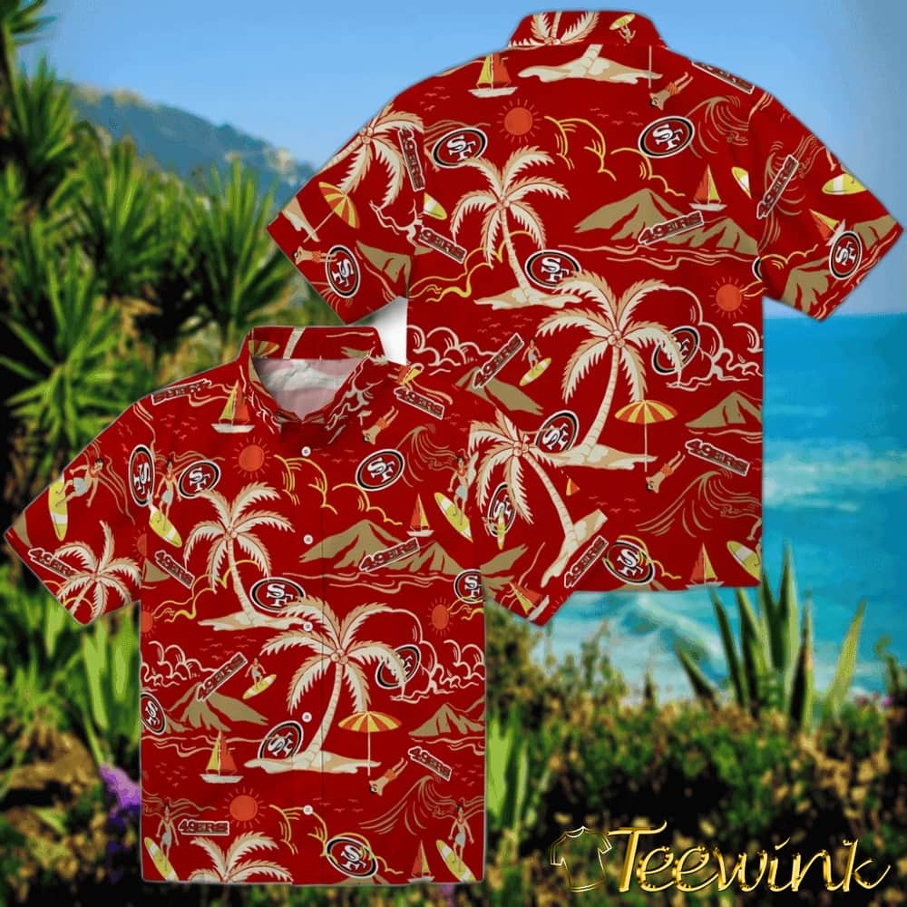 San Francisco 49ers Hawaiian Shirt – Palm Tree Island image 3 San Francisco 49ers Hawaiian Shirt – Palm Tree Island image 3