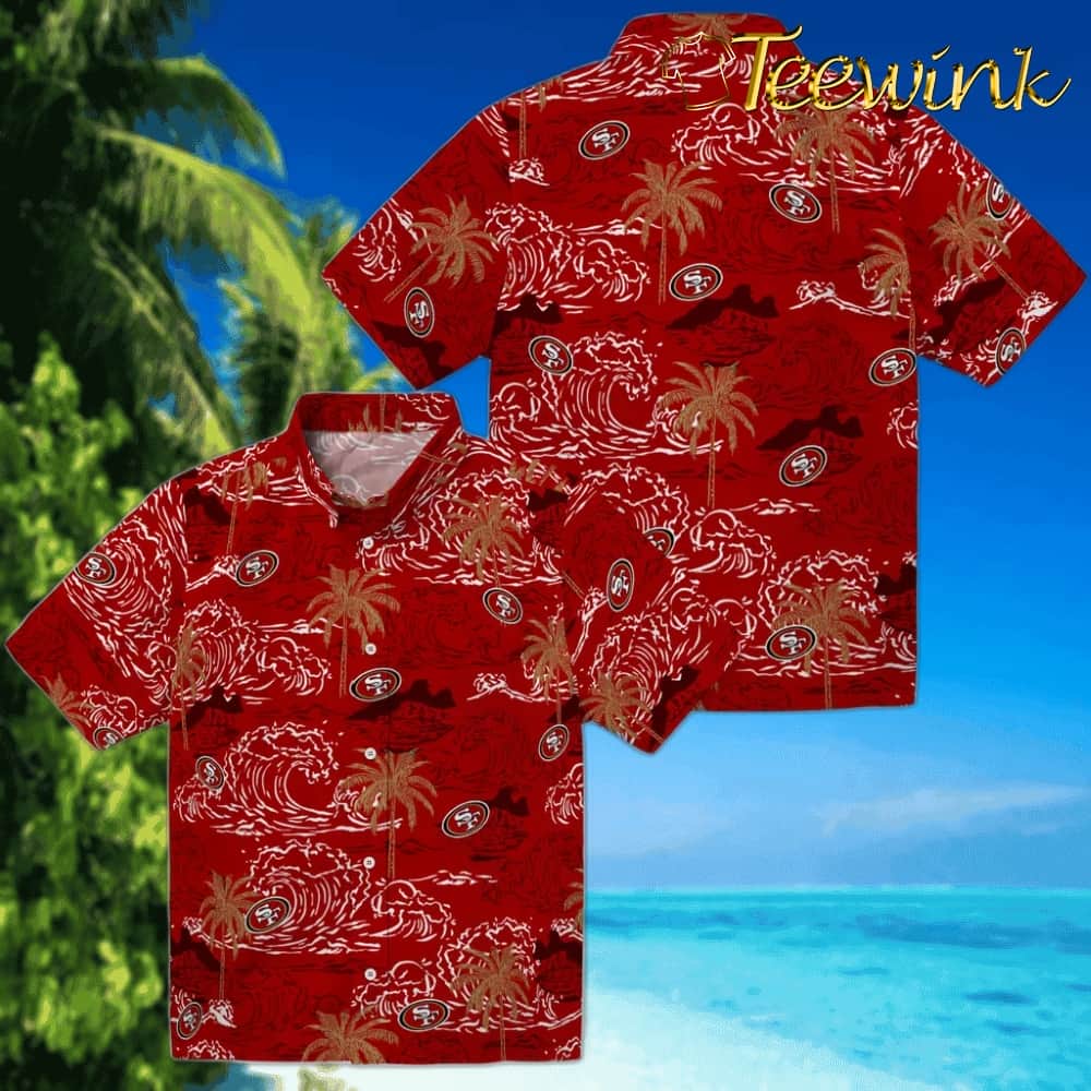 San Francisco 49ers Hawaiian Shirt – Wave Palm image 3 San Francisco 49ers Hawaiian Shirt – Wave Palm image 3