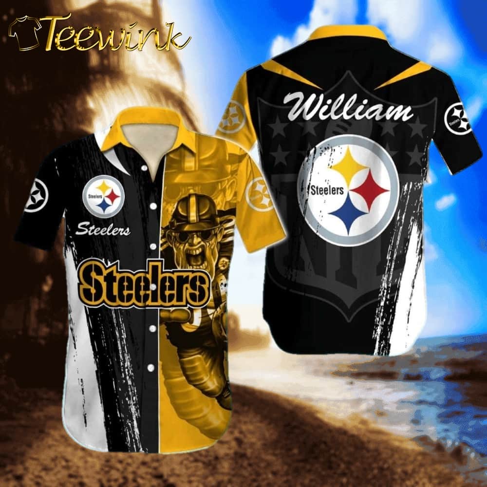 Steelers Hawaiian Shirt Fierce Fan Black Gold Graphics