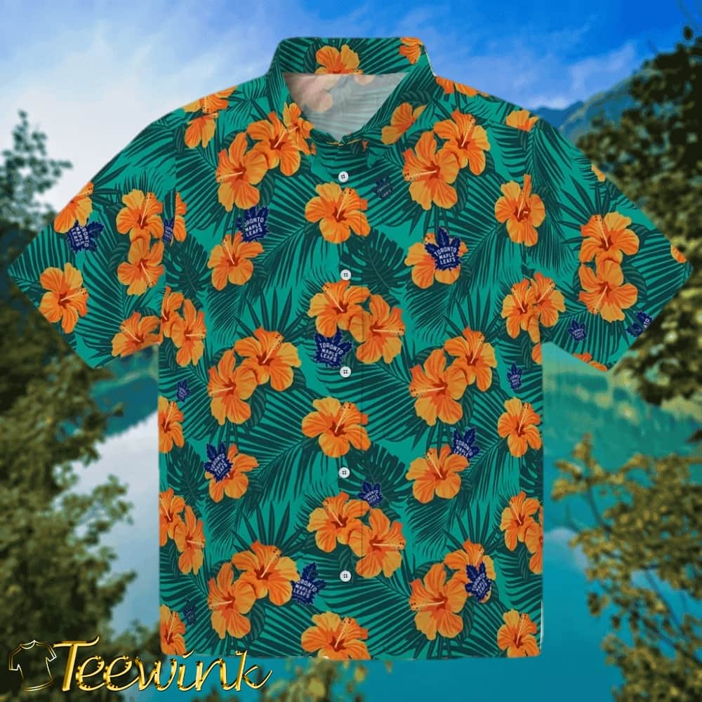 Toronto Maple Leafs Hawaiian Shirt – Hibiscus and Palm Leaves