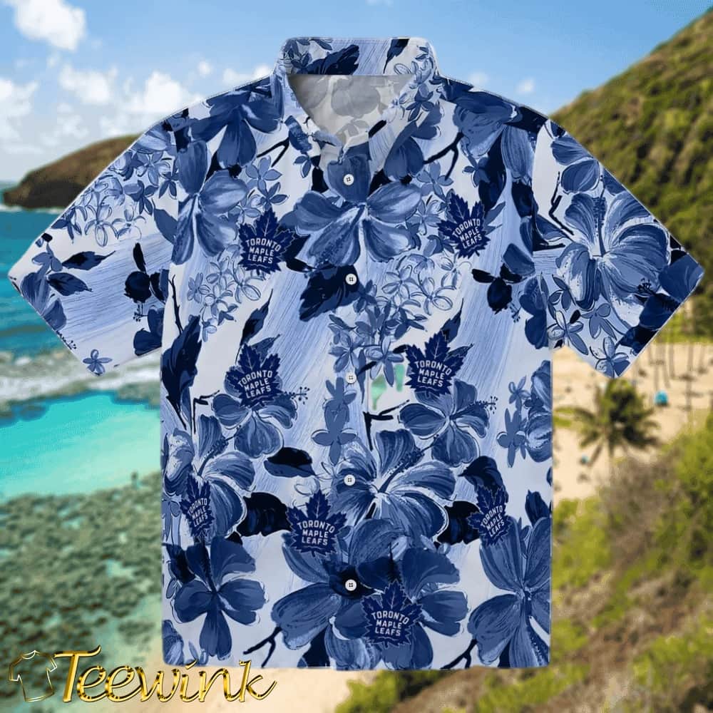 Toronto Maple Leafs Hawaiian Shirt – Hibiscus Arrangement