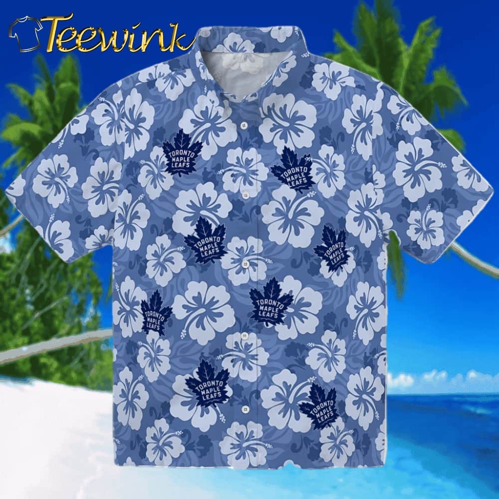 Toronto Maple Leafs Hawaiian Shirt – Hibiscus Cluster