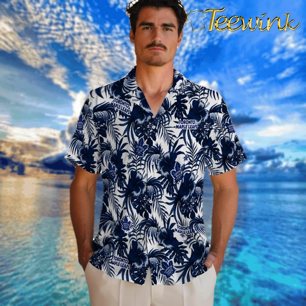 Toronto Maple Leafs Hawaiian Shirt – Hibiscus Exotic image 2 Toronto Maple Leafs Hawaiian Shirt – Hibiscus Exotic image 2