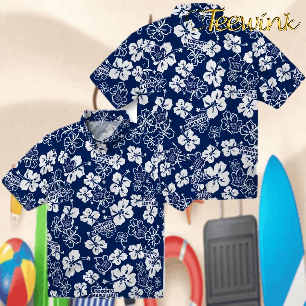Toronto Maple Leafs Hawaiian Shirt – Hibiscus Flower Design image 3 Toronto Maple Leafs Hawaiian Shirt – Hibiscus Flower Design image 3
