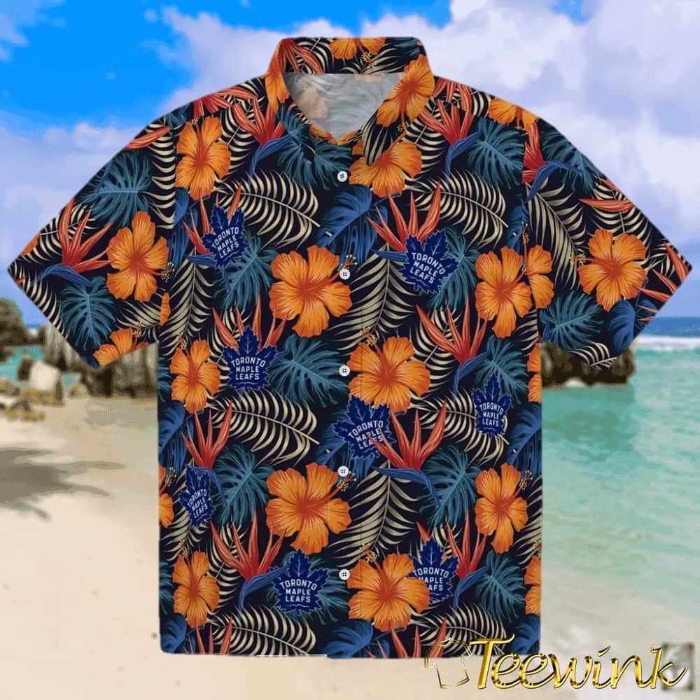 Toronto Maple Leafs Hawaiian Shirt – Hibiscus Foliage