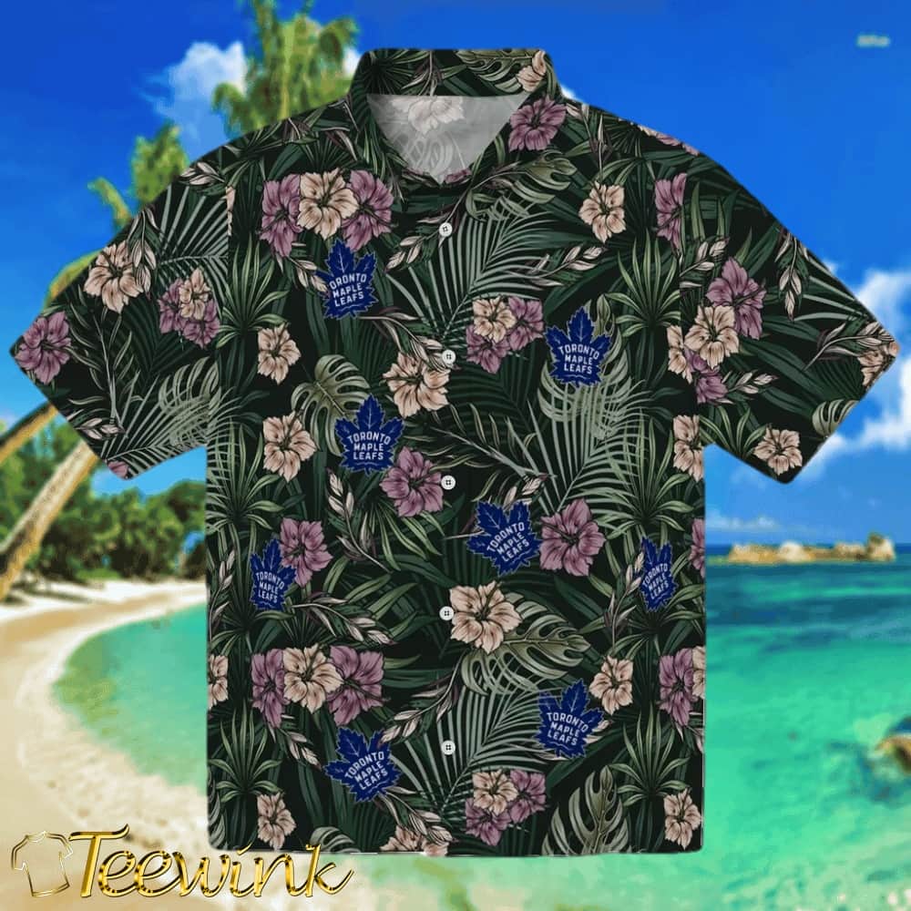 Toronto Maple Leafs Hawaiian Shirt – Hibiscus Leaves Pattern