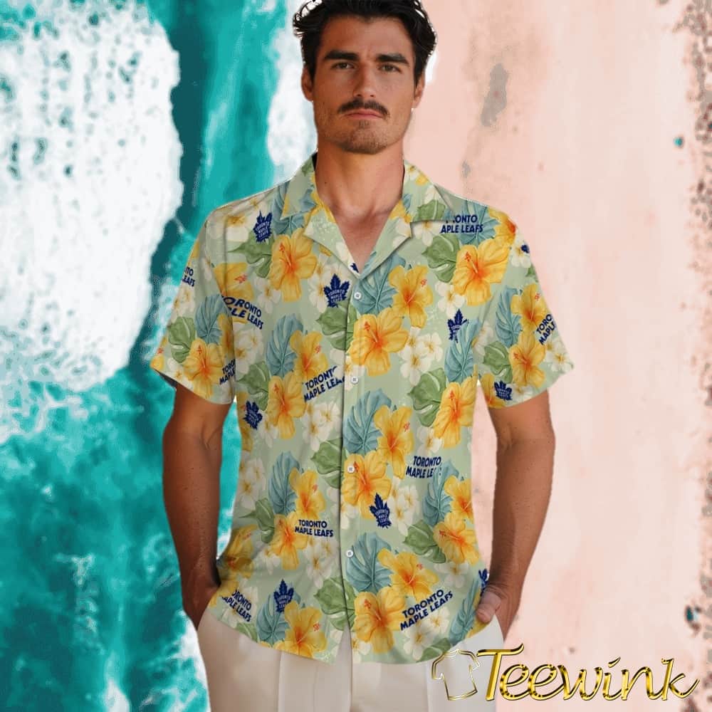 Toronto Maple Leafs Hawaiian Shirt – Hibiscus Mood image 2 Toronto Maple Leafs Hawaiian Shirt – Hibiscus Mood image 2