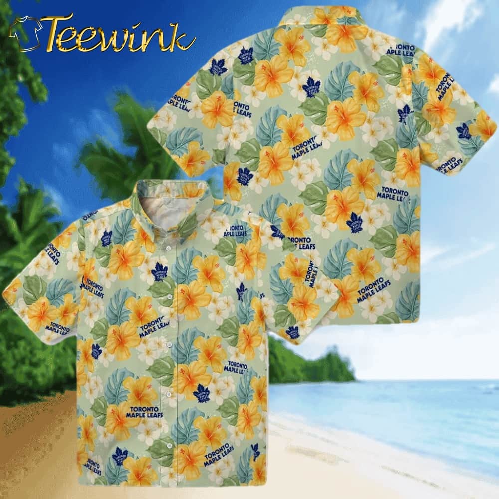 Toronto Maple Leafs Hawaiian Shirt – Hibiscus Mood image 3 Toronto Maple Leafs Hawaiian Shirt – Hibiscus Mood image 3