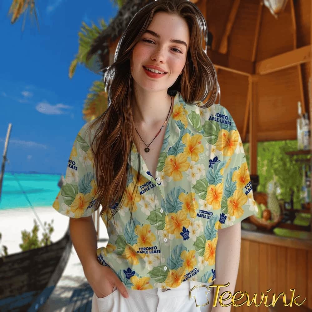 Toronto Maple Leafs Hawaiian Shirt – Hibiscus Mood image 4 Toronto Maple Leafs Hawaiian Shirt – Hibiscus Mood image 4