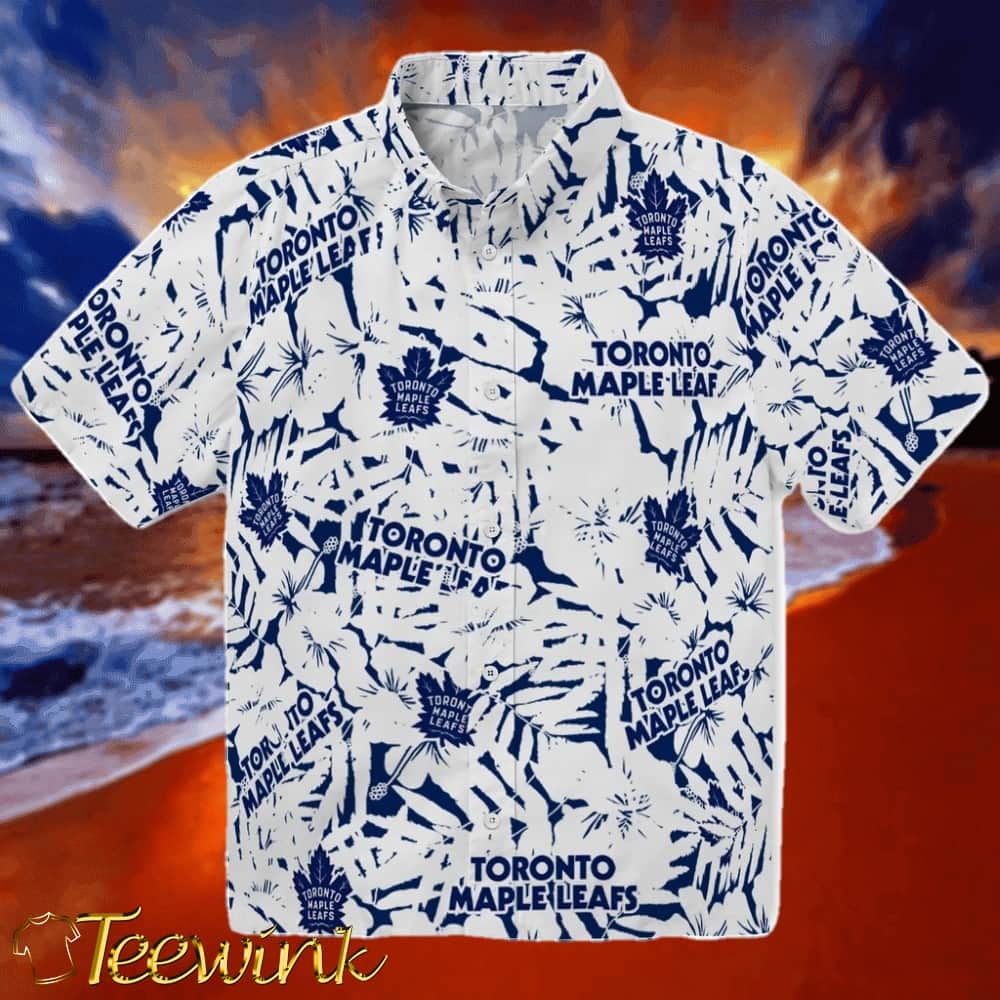 Toronto Maple Leafs Hawaiian Shirt – Hibiscus Overlay