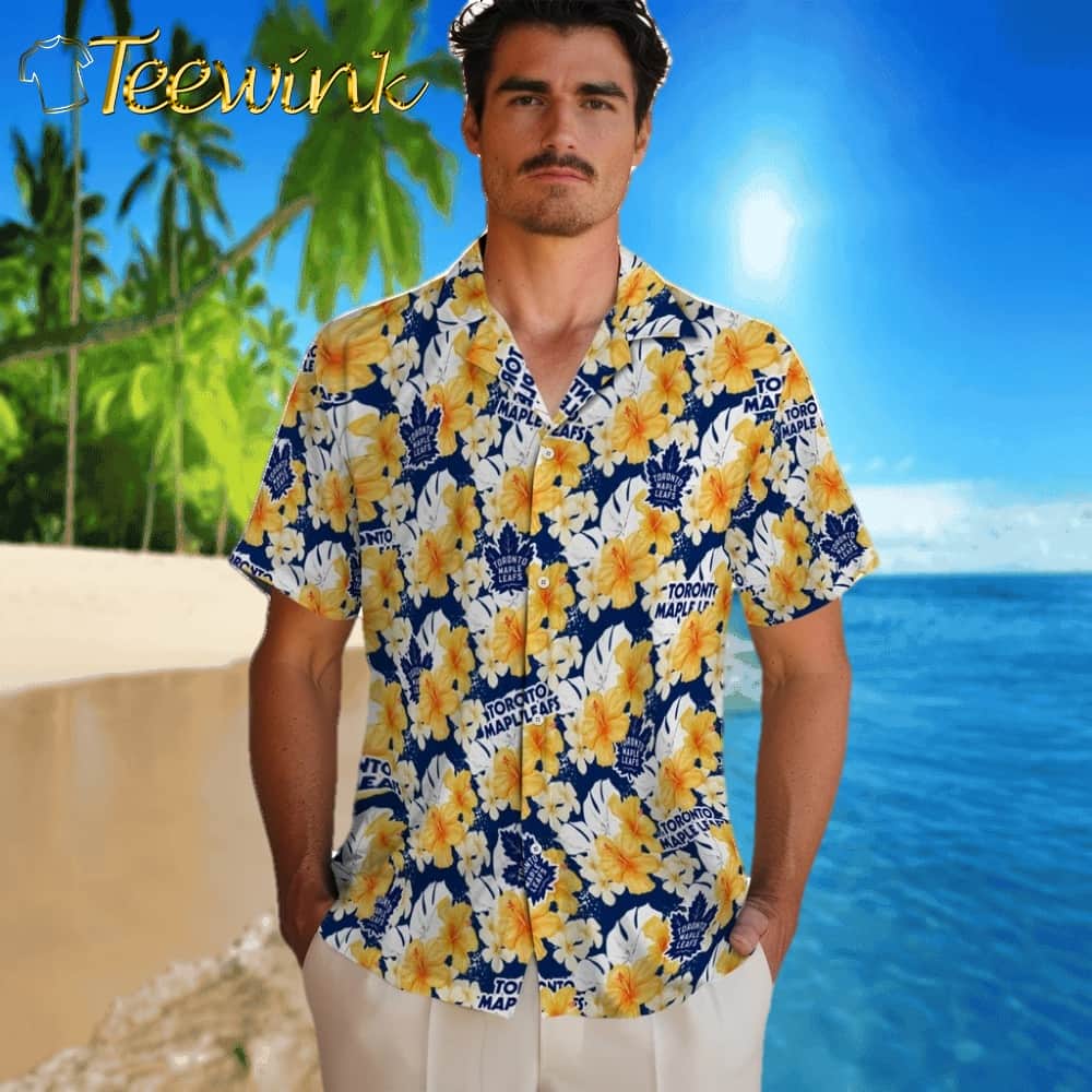 Toronto Maple Leafs Hawaiian Shirt – Hibiscus Tropics image 2 Toronto Maple Leafs Hawaiian Shirt – Hibiscus Tropics image 2