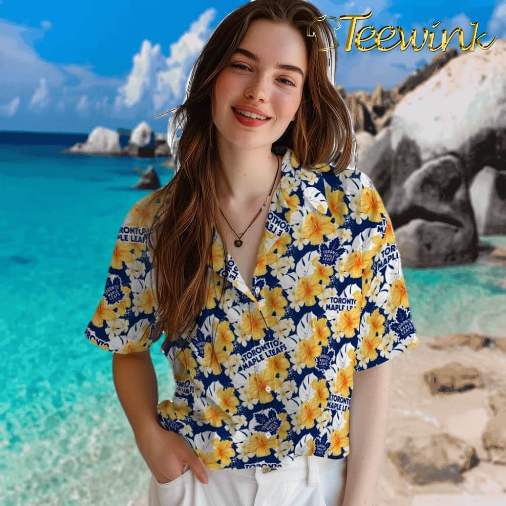 Toronto Maple Leafs Hawaiian Shirt – Hibiscus Tropics image 4 Toronto Maple Leafs Hawaiian Shirt – Hibiscus Tropics image 4