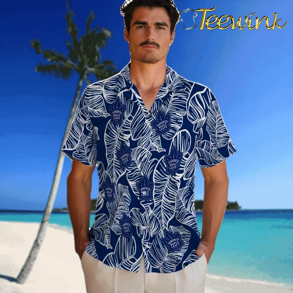 Toronto Maple Leafs Hawaiian Shirt – Leaf Outline image 2 Toronto Maple Leafs Hawaiian Shirt – Leaf Outline image 2