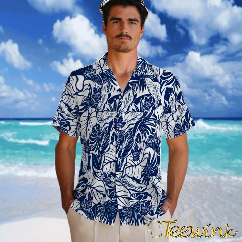 Toronto Maple Leafs Hawaiian Shirt – Monstera Layer image 2 Toronto Maple Leafs Hawaiian Shirt – Monstera Layer image 2
