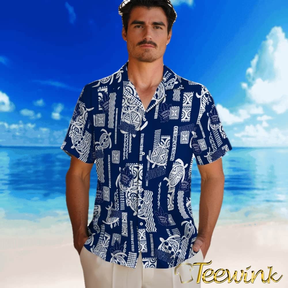 Toronto Maple Leafs Hawaiian Shirt – Turtle Lines image 2 Toronto Maple Leafs Hawaiian Shirt – Turtle Lines image 2