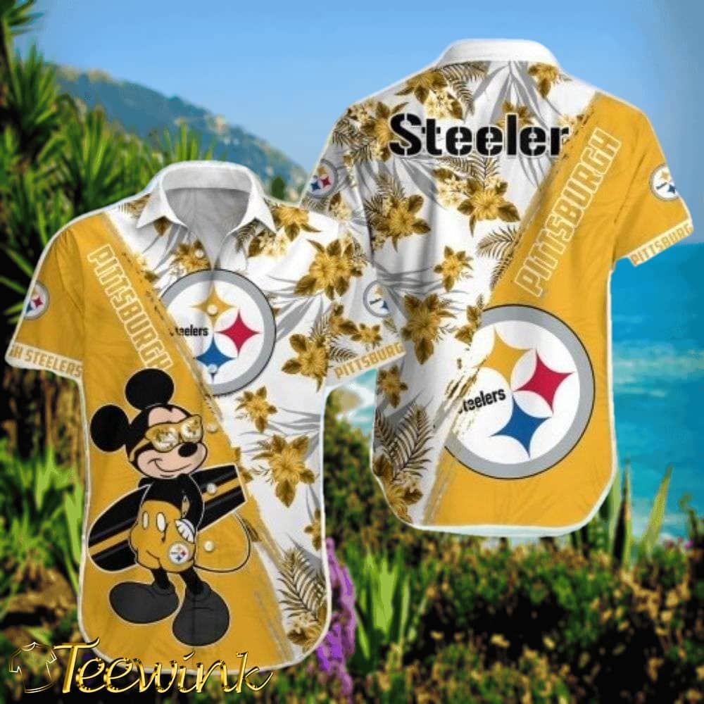 Tropical Mickey Fanfare – Pittsburgh Steelers Aloha Shirt