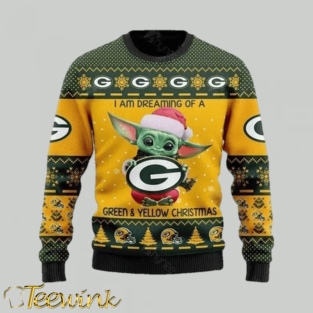 Baby Yoda Green Bay Packers Ugly Christmas Sweater, NFL Christmas Sweater
