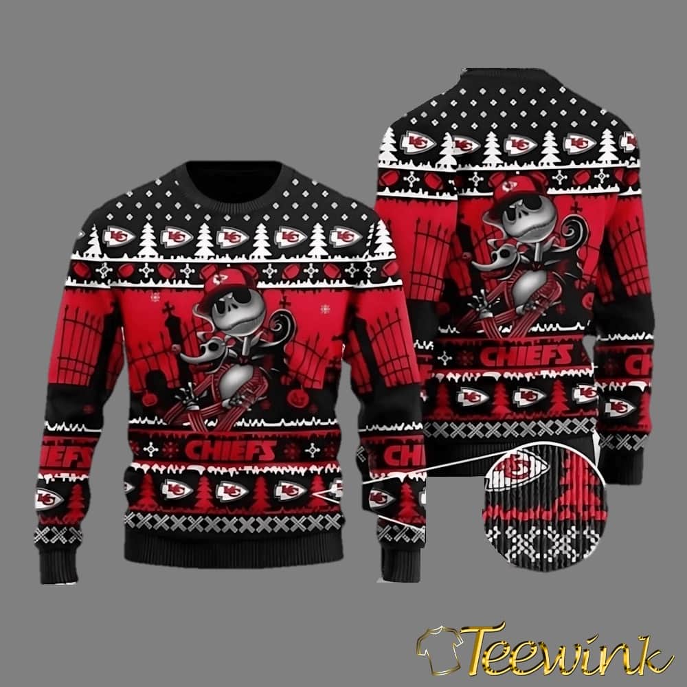Chiefs Jack Skellington Halloween Knitted Ugly Christmas Sweater