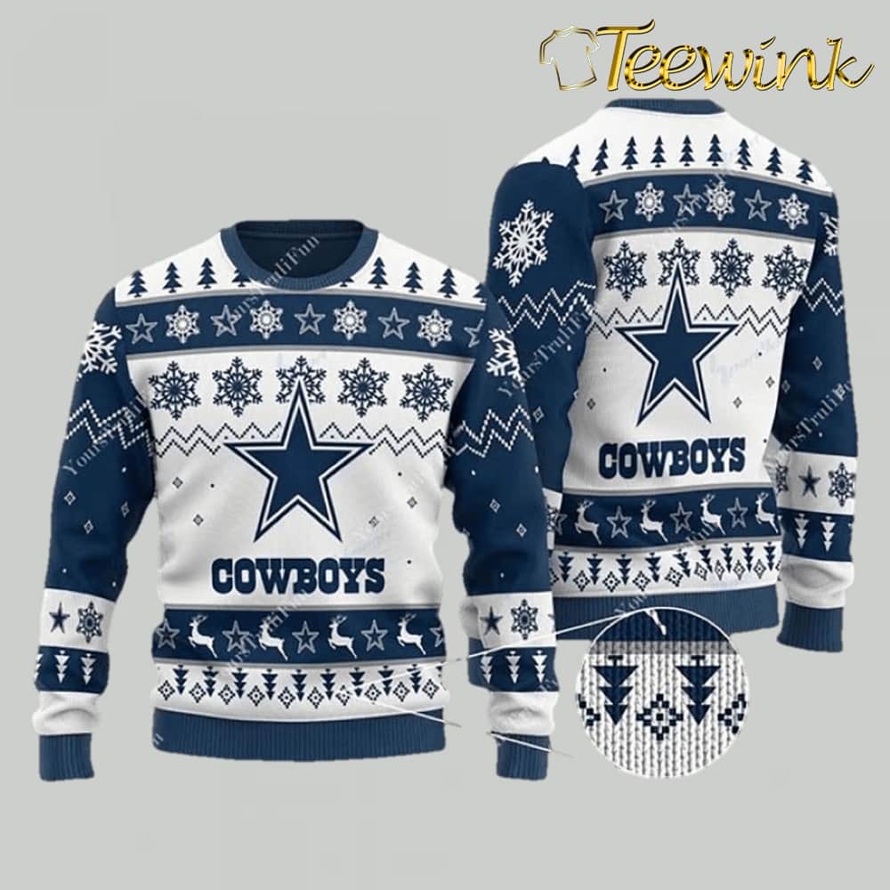 Cowboys Football Team White Ugly Christmas Sweater