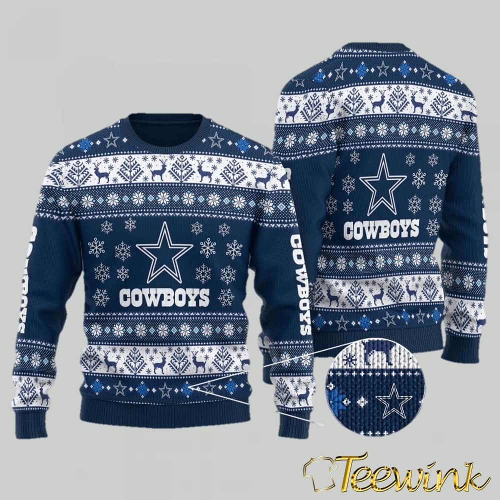 Cowboys NFL Snowflake Christmas Pattern Ugly Christmas Sweater
