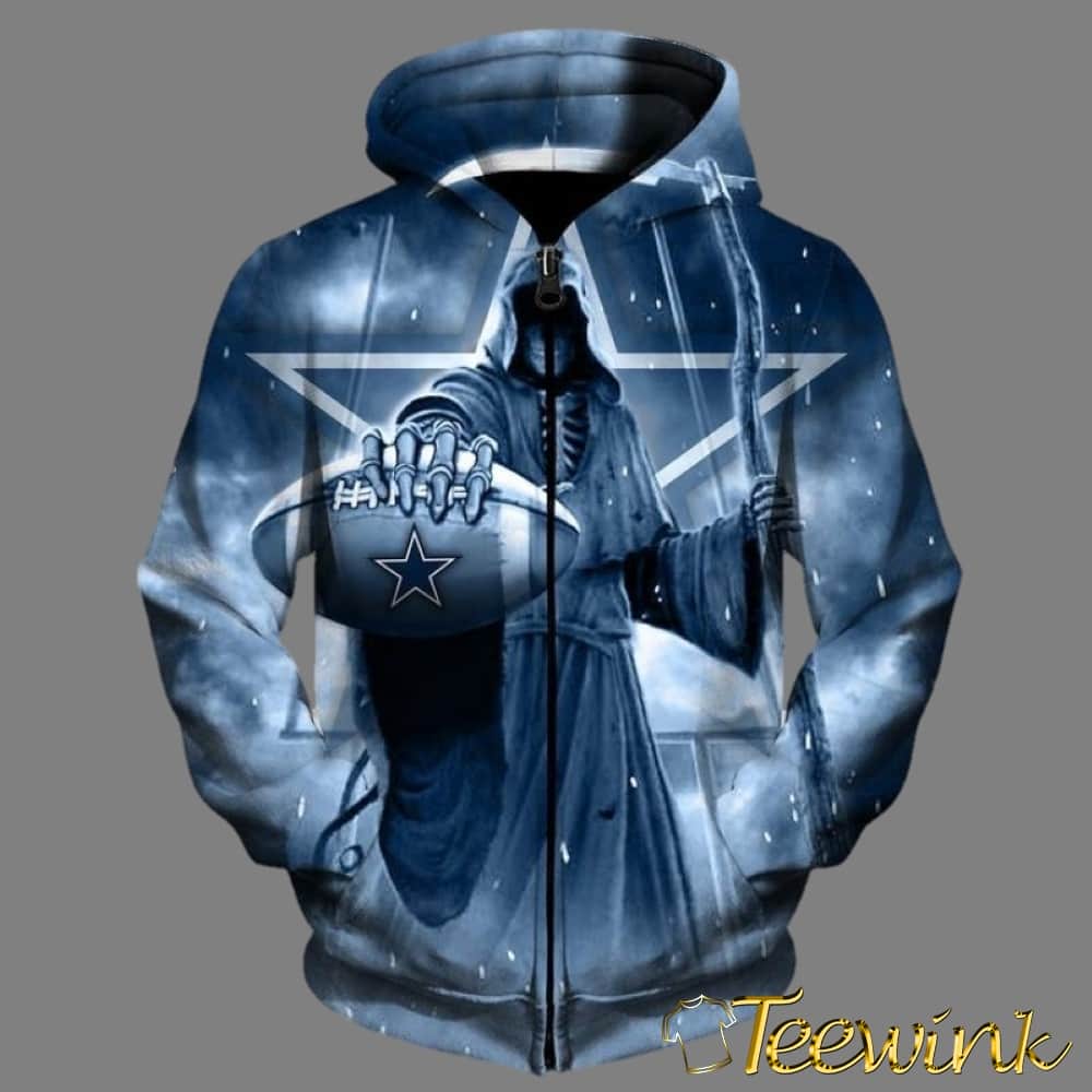 Dallas Cowboys 3D Hoodie Death Skull image 2 Dallas Cowboys 3D Hoodie Death Skull image 2
