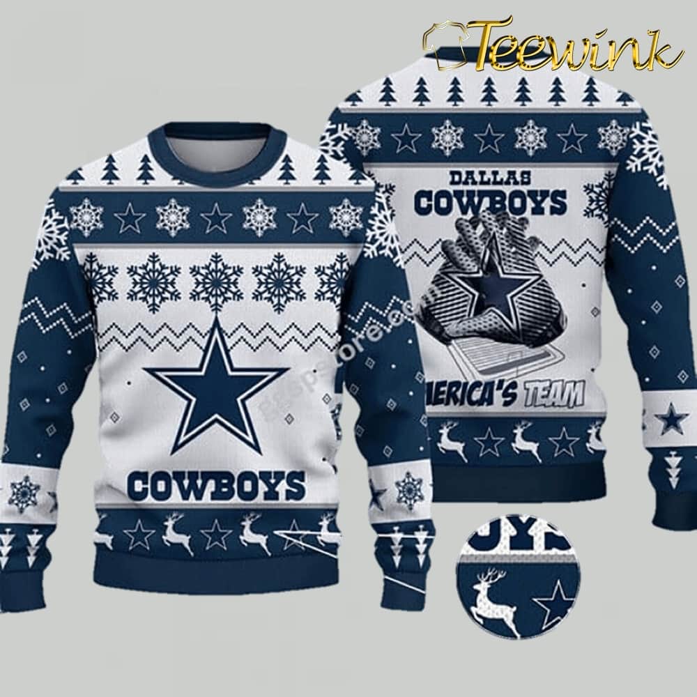 Dallas Cowboys Football Gloves Ugly Christmas Sweater America’s Team