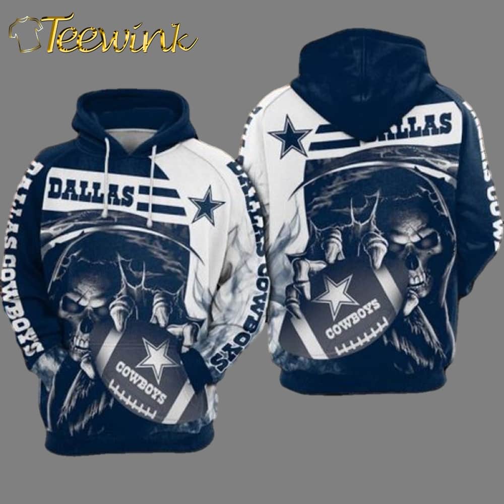 Dallas Cowboys Blue Flaming Skull Halloween NFL Hoodie Gifts for Fans Dallas Cowboys Blue Flaming Skull Halloween NFL Hoodie Gifts for Fans