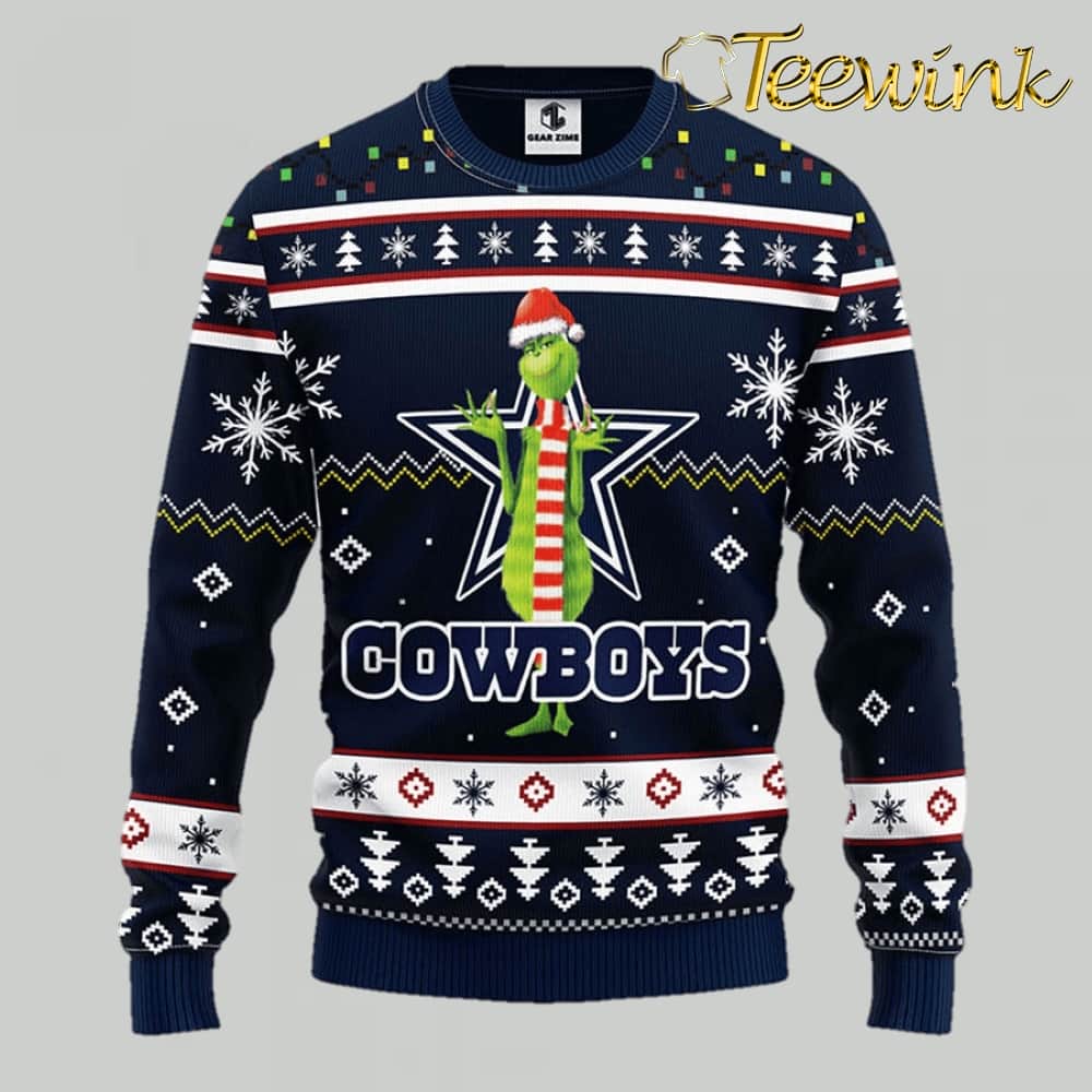Dallas Cowboys Funny Grinch NFL Christmas Ugly Sweater